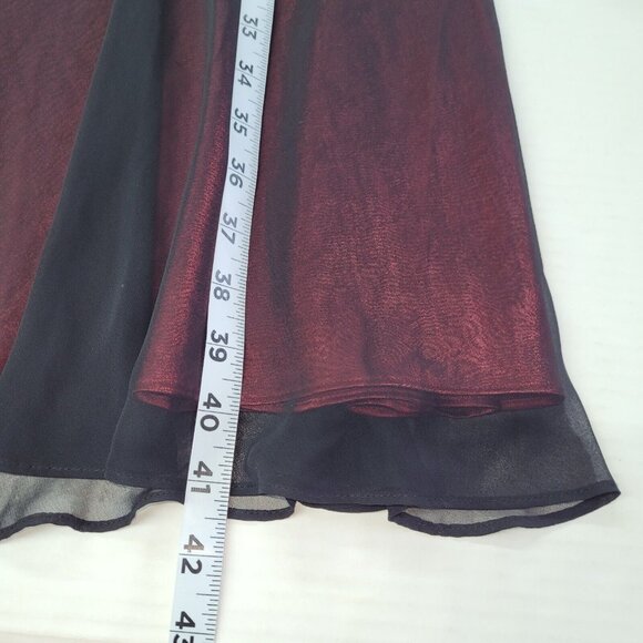 Adrianna‎ Papell Dress Women10P Black Red Sheer Overlay Gothic Romantic Party - Picture 12 of 13